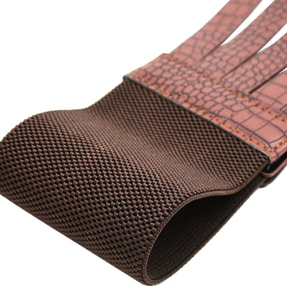 Womens Faux Leather 5 Metal Rings Wide Waist Belt main image 4